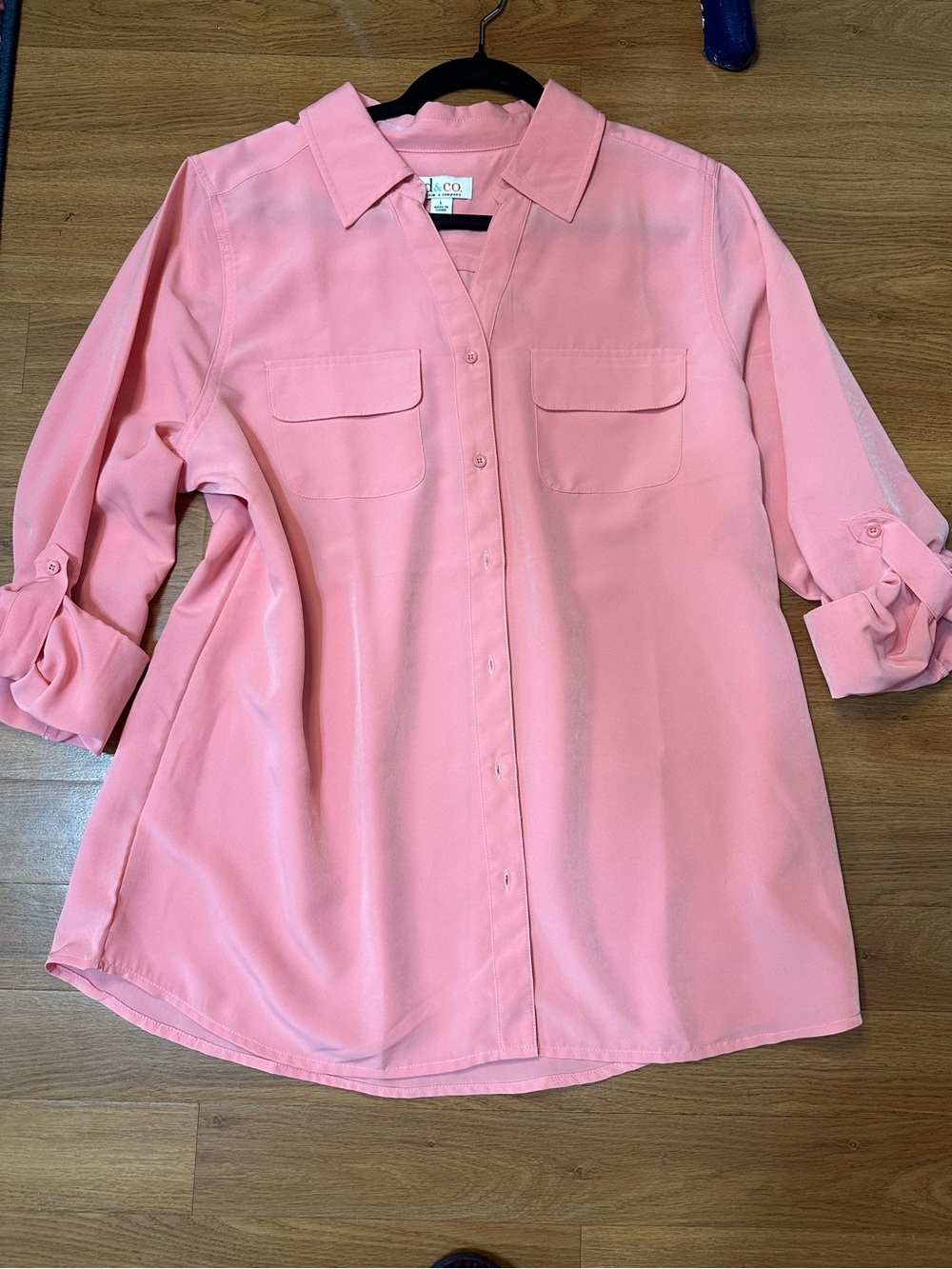 Denim&Co Pink Button-Up Blouse